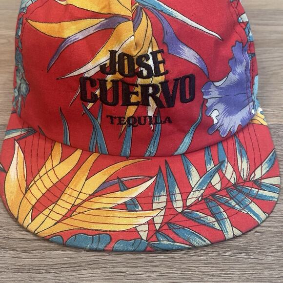 Vintage Jose Cuervo Tequila Snapback Hat Tropical Floral Embroidered Red EUC - Picture 5 of 7